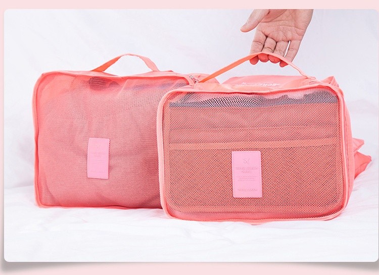 Nylon emballage Cube système de sac de voyage résistant 6 pièces un ensemble grande capacité de vêtements unisexe tri organiser sac