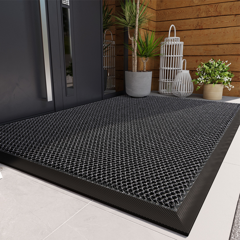 Alfombra cómoda y resistente para puerta de entrada, felpudo elástico antideslizante para exteriores, felpudo frontal de alta elasticidad: 40x60+40x120CM / BLANCO