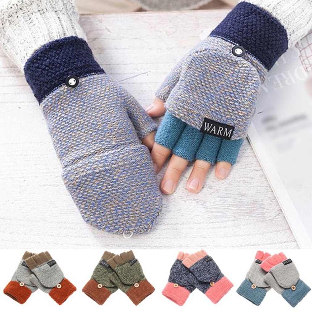 Winter Handschuhe Warme halb-Finger Und Garn Clamshell freundlicher Handschuhe warm Halten Cabrio kippen oben Fingerlose Fäustlinge Handschuhe