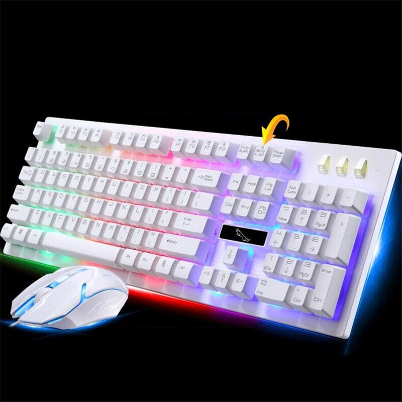 Ergonomische Gaming Toetsenbord Muis Coumbos Rainbow Backlit Lichtgevende Toetsenbord Drijvende Keycaps Mechanische Voelen Voor Pc Ps Xbox Gamer: SMT3C477White