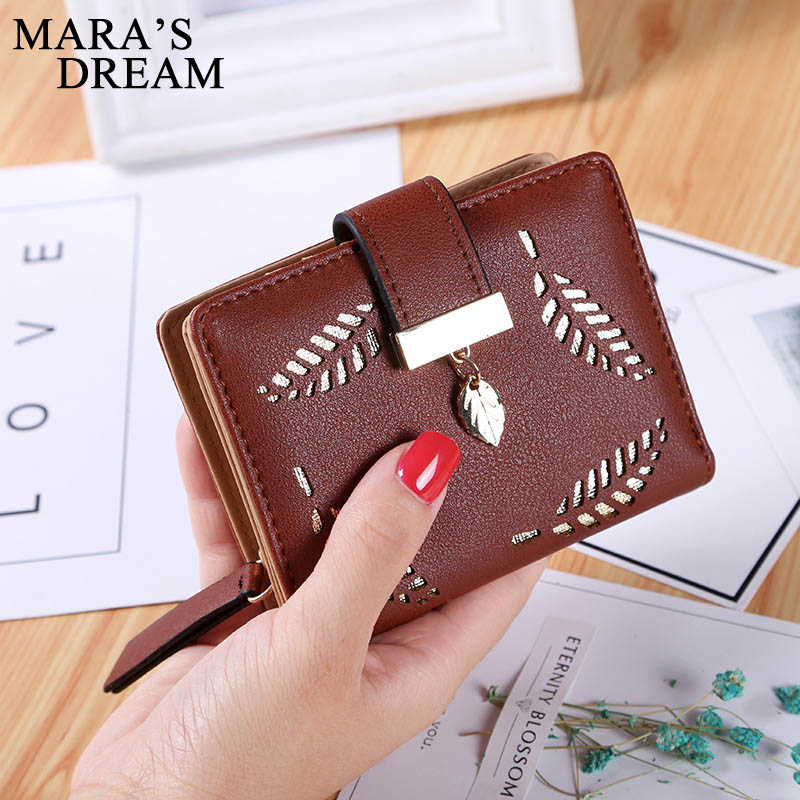 Cartera de cuero con cremallera para mujer de Mara's Dream, cartera pequeña de de lujo para mujer con hojas huecas para tarjetas de crédito