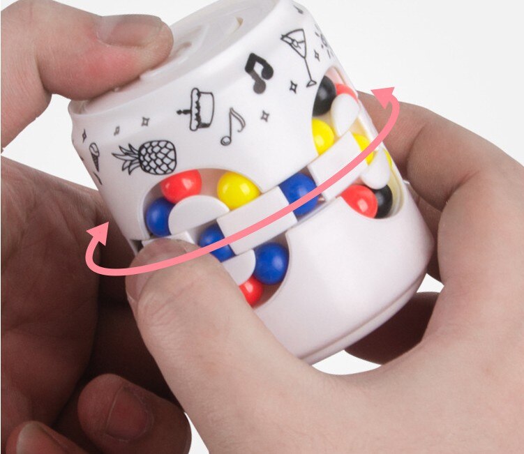 Can Cube Top Magic Colorful Beans Finger Spinning Relieves Stress Decompression Tool For Children And Adults: white