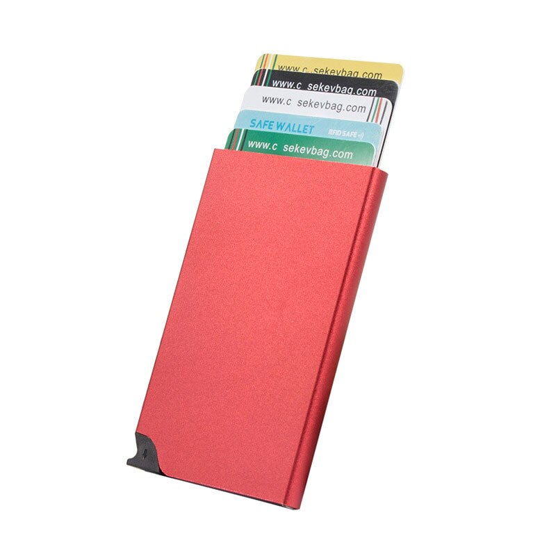 SEEKRID Automatic Aluminium ID Credit Card Holder Cardholders for Men Women: red