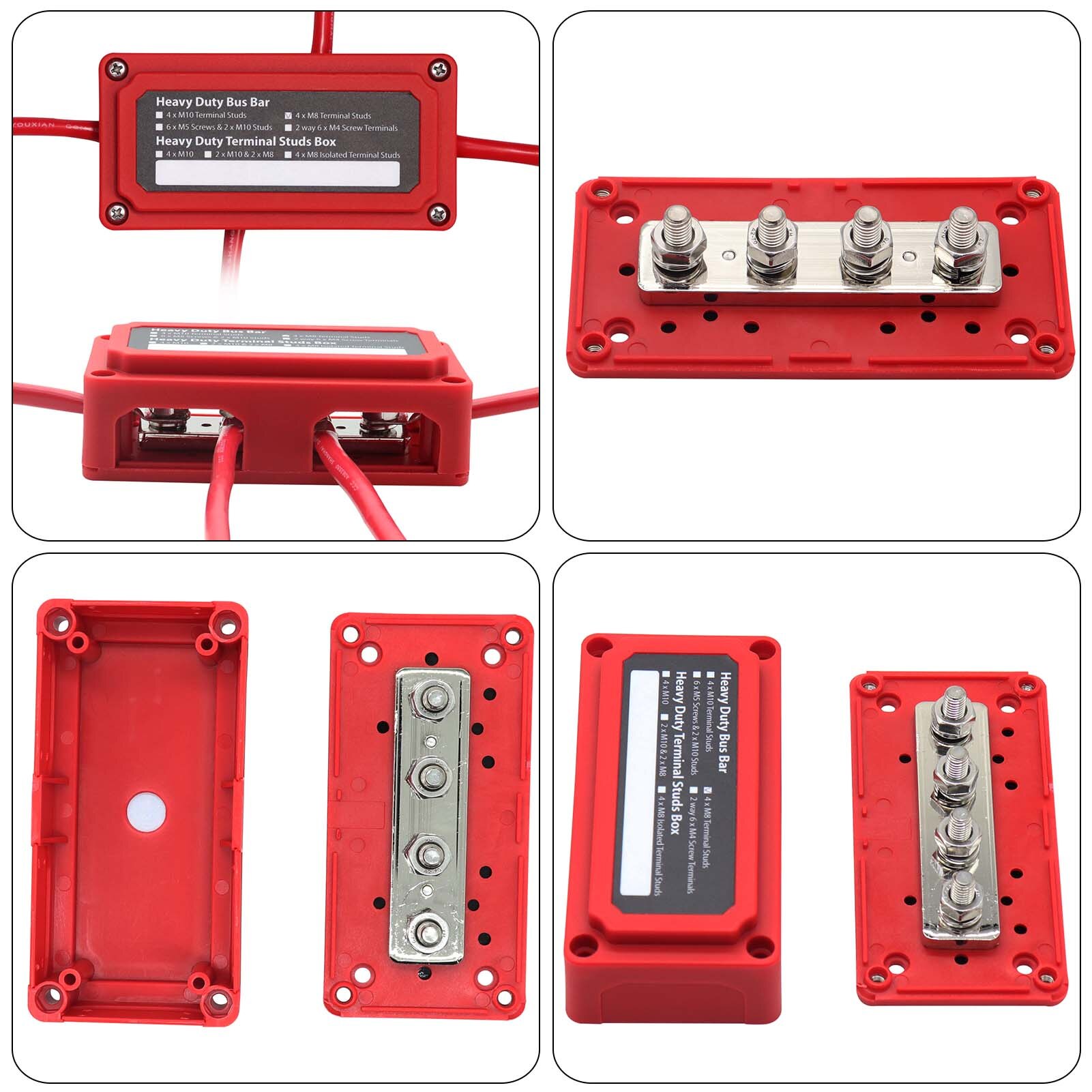 Style Red Shell Busbar Box M8 Specification 300A High Current 48V Busbar BUS BAR Busbar Box For Cars Ships Yachts