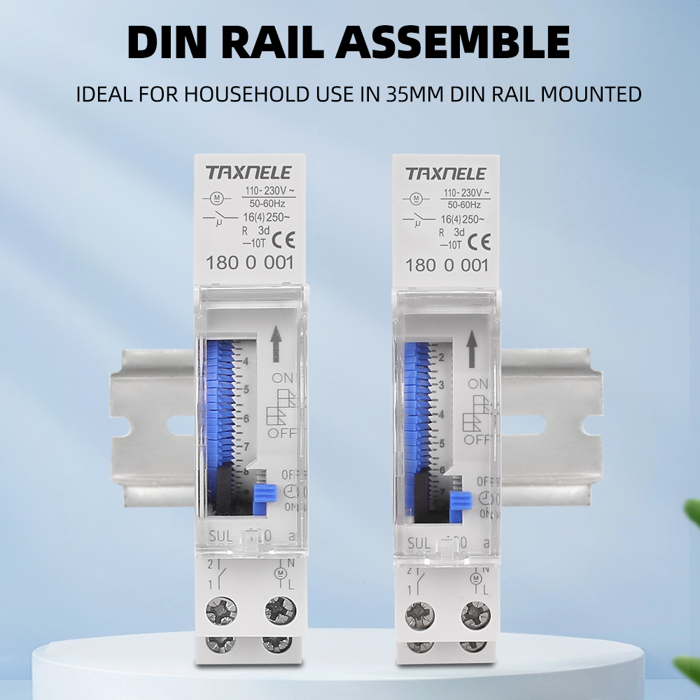 SUL180a Timer Switch 24 Hours Relay Analogues Electrical Programmable AC 220V 16A Battery 35mm Din Rail Mechanical Time Switch