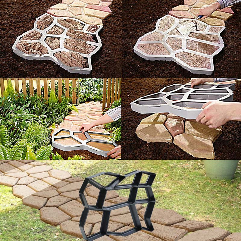 Garden Pavement Mold Garden Walk Pavement Concrete Mould DIY Manually Paving Cement Brick Stone Road Concrete Molds