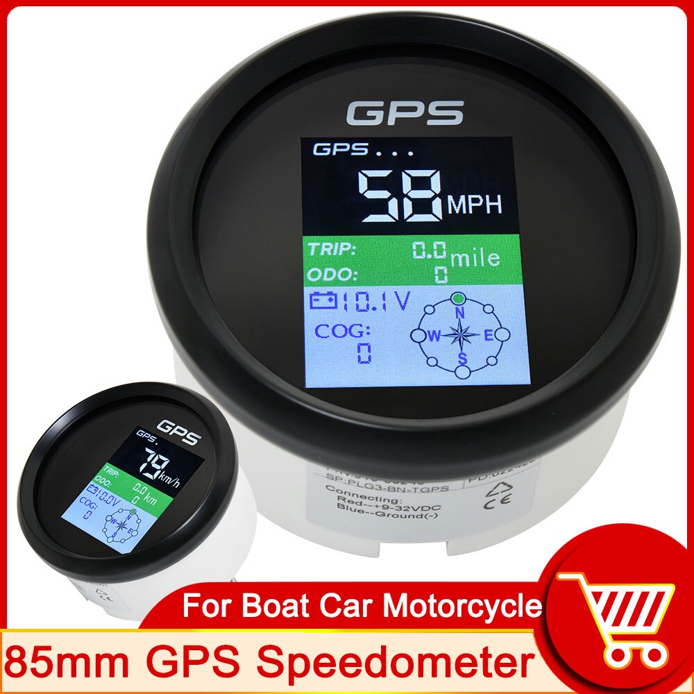 HD 85mm GPS Speedometer + GPS Antenna Sensor Odometer Adjustable Trip ODO COG TFT Screen Speed Gauges For Motor Yacht Boat Car