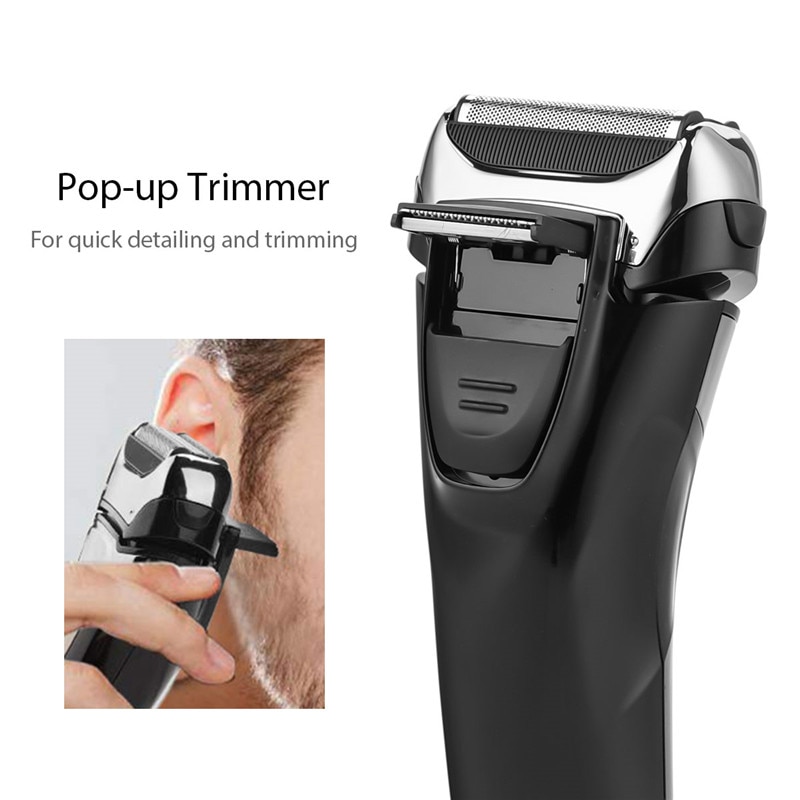 Whole Body Washing Reciprocating Triple Blade Shaver 2 Hours Fast Charging Razor Mustache Shaving with Pop-up Beard Trimmer