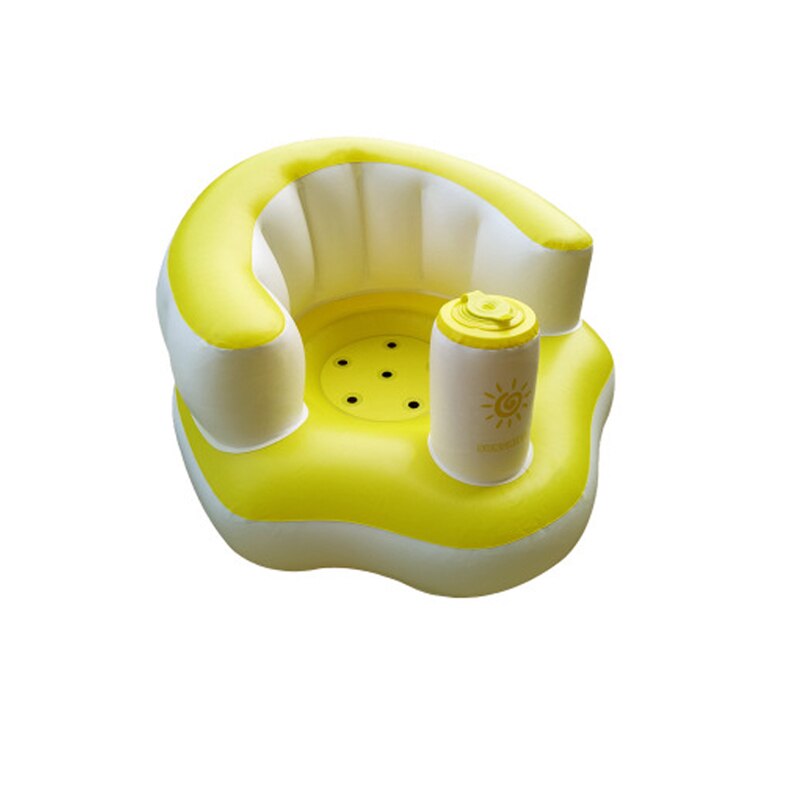 Kids Baby Seat Opblaasbare Stoel Sofa Bad Stoelen Dining Kinderwagen Roze Groen Pvc Zuigeling Draagbare Play Game Mat Banken Leren kruk: Yellow White