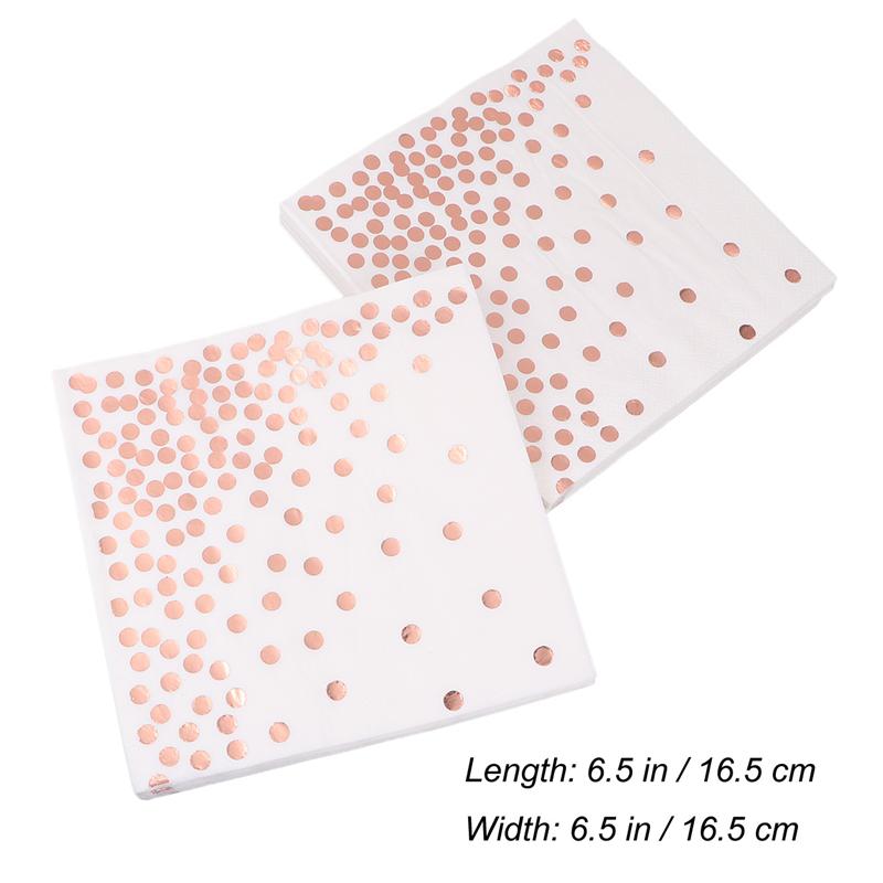 50 stk engangs polka-dot servietter bryllup tissue middag papirhåndklæde fest forsyninger til hotel restaurant (rose guld)