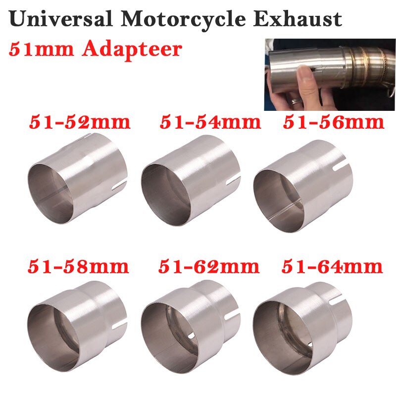 51mm to 52mm 54mm 56mm 58mm 62mm moottoripyörä yoshimura pakokaasun pakomuunnin sovitin linkkiputki putki vähennysventtiili 60mm äänenvaimennin kilpa