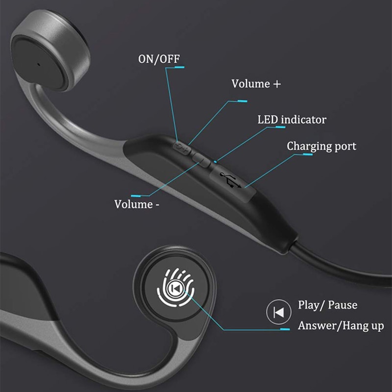 V9 Wireless Bluetooth 5.0 Headphones Bone Conduction Earphone Outdoor Sport Headset with Microphone Headsets PK Z8 Headset