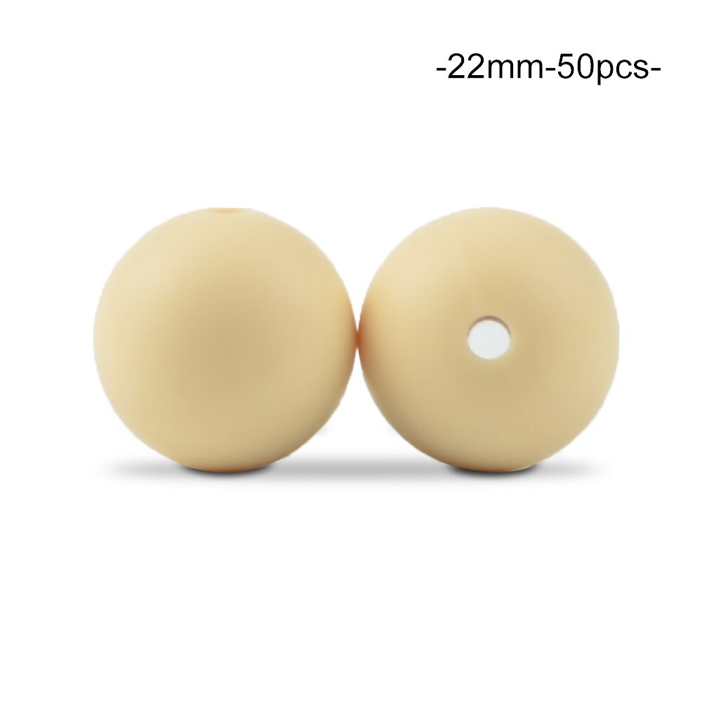 Cuentas de dentición de silicona redondas sueltas de 22MM, 50 unidades/lote para collar de dentición de silicona, cuentas de silicona, mordedor de bebé libre de BPA: navajowhite