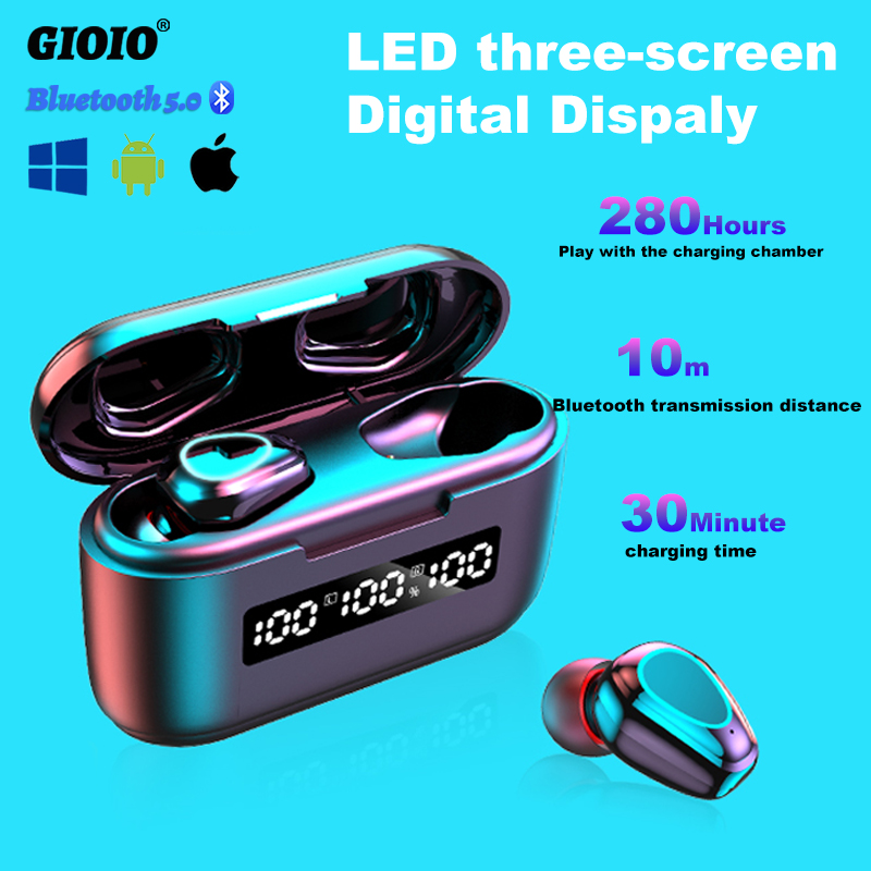 G40 Tws Bluetooth Hoofdtelefoon Draadloze Sport Headset Ruisonderdrukking Led Digitale Display Muziek Oortjes Werkt Op Alle Smartphones
