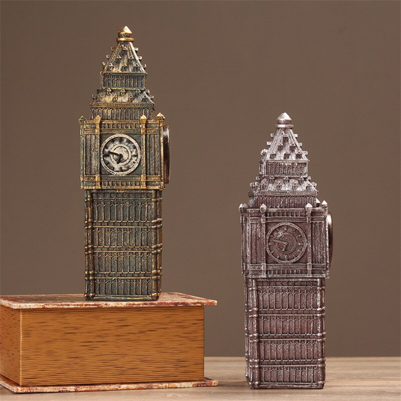 Europeisk stil harts retro big ben bordsklocka sovrum säng tyst klocka restaurang bar dekoration hantverk