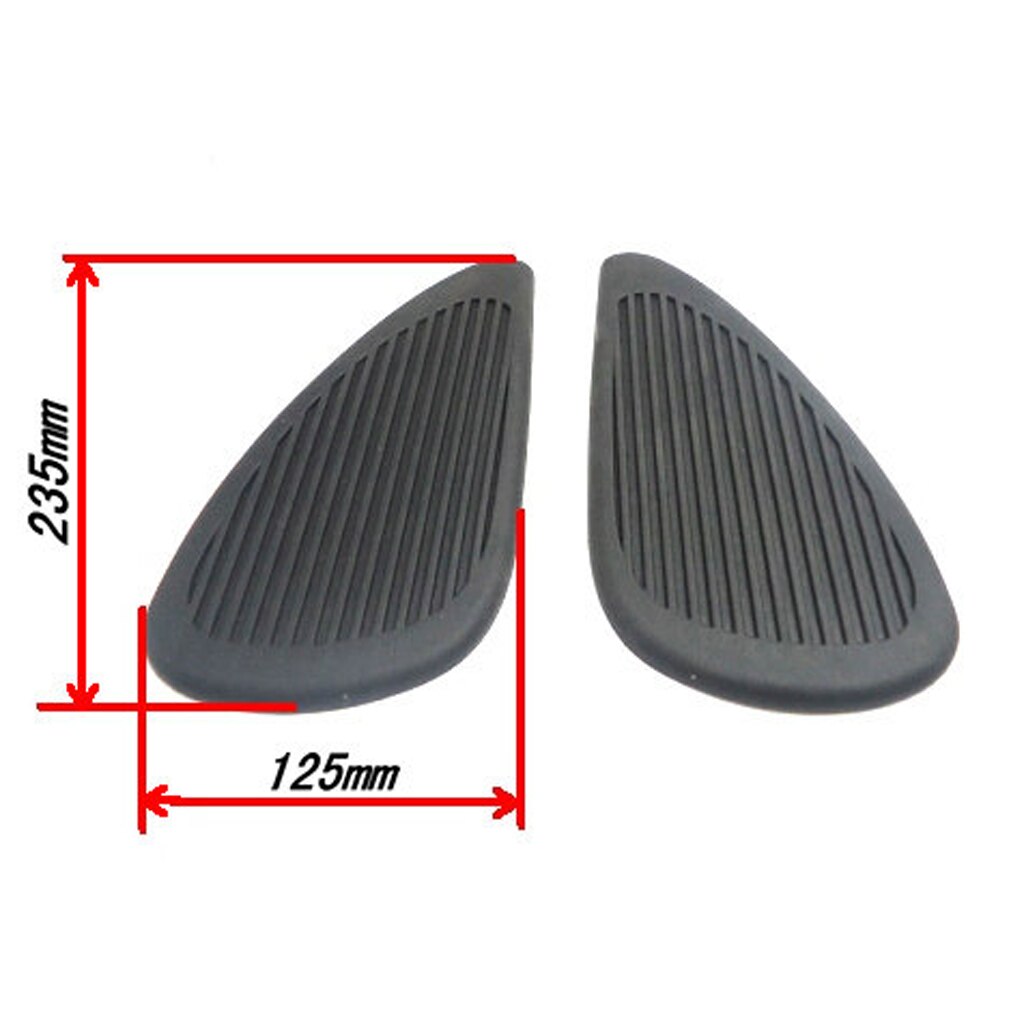 2 Pcs Motorcycle Rubber Fuel Tank Traction Side Pad Knee Grip Protector Sticker Tankpad - Black