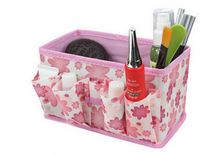 Caja organizadora, organizador de maquillaje, caja de almacenamiento de cosméticos, bolsa, contenedor estacionario plegable de colores brillantes, organizador de maquillaje, caja de reloj: 2