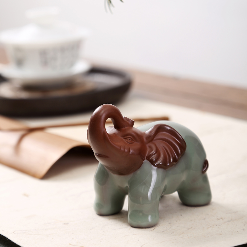 JIA-GUI LUO céramique violet argile éléphant thé pour animaux de compagnie thé décoration décor à la maison thé accessoires N016