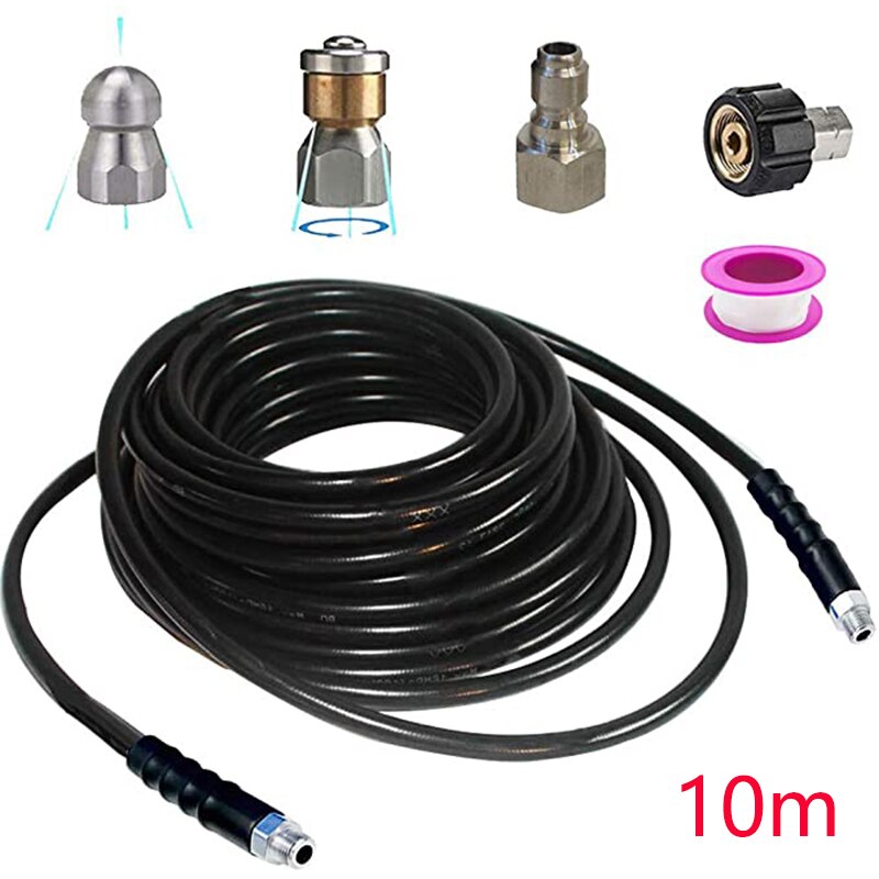 Boquilla de ahorro de agua, manguera eléctrica de alta presión para lavado de manguera de alta presión con boquilla de agua, manguera de limpieza de aguas residuales, 1800psi: Marrón