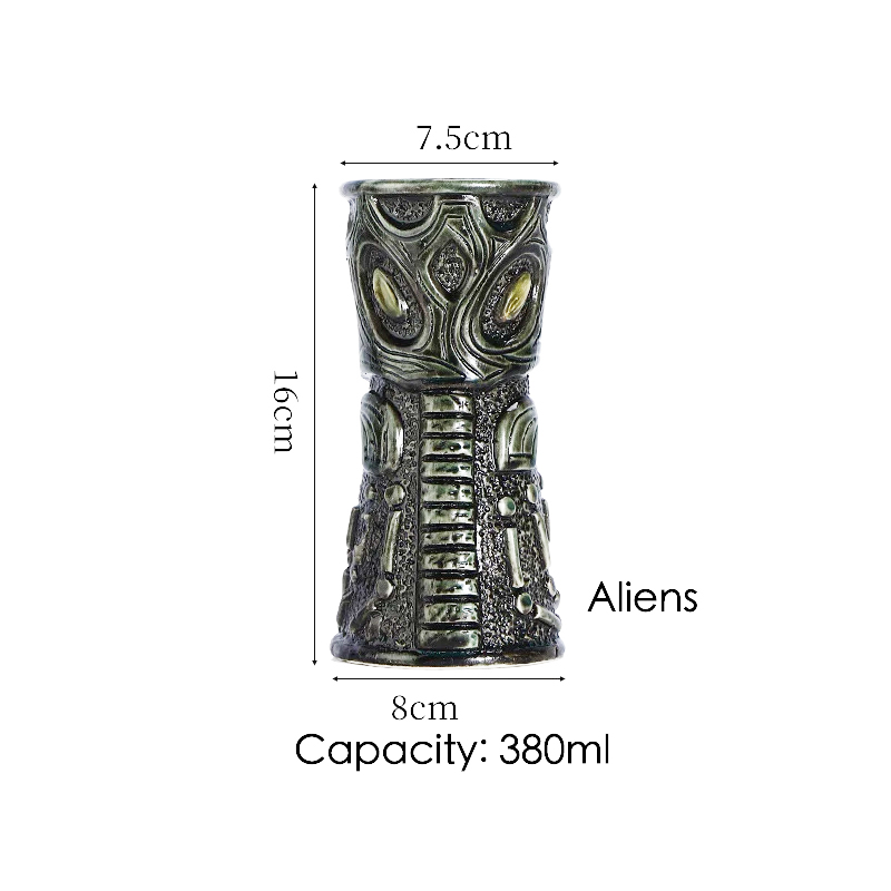 Ceramic Tiki Mug Porcelain Beer Wine Mug Cup Bar Tool ,Exotic Cocktail Glasses, Tiki Bar: Yellow