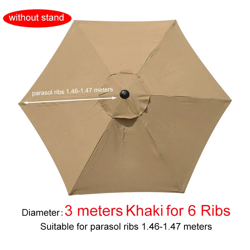 Parasol étanche anti-UV, gril de subdivision sans support, jardin extérieur, couverture de parapluie, parasol, 2/2 m, 7 m, 3m: vert militaire