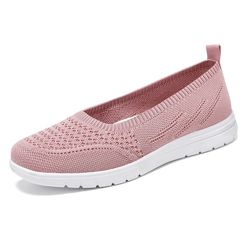 Women's Slip On Solid Color Shoes Summer Mesh Breathable Casual Shoes Walking Non Slip Platform Sandals Flats Loafers: Pink / 41