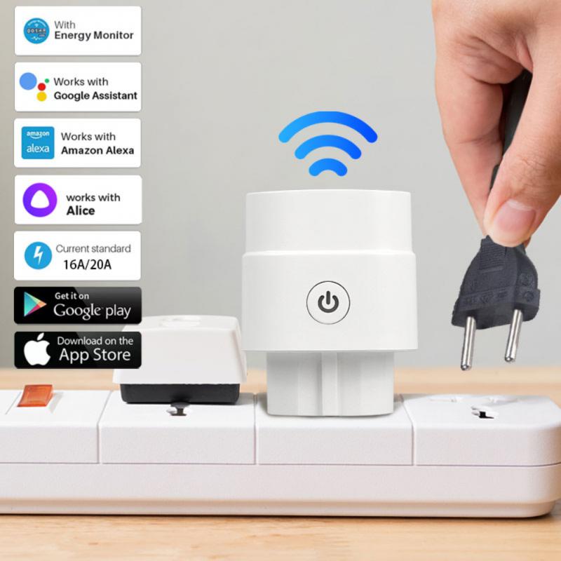 Aubess Tuya Wifi Smart Plug Eu 16A 20A Smart Socket Met Power Monitor Timing Functie Smart Leven Via Alexa Google thuis Alice