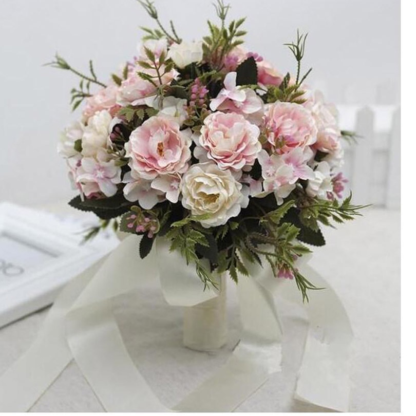 neue 7 Farben hochzeit Strauß Handgemachte Rosen Rosen buque de noivas hochzeit blumen braut sträuße