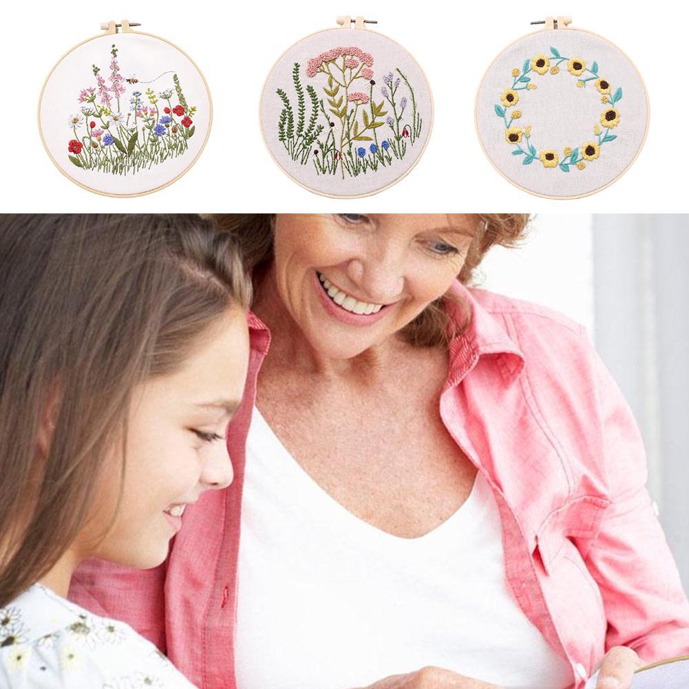 Borduurwerk Kit Hoepel Diy Bloemen Planten Patroon Cross Bag Stitch Kit Punch Cross Kit Naald Borduren Borduren Hand Stitc A3C8
