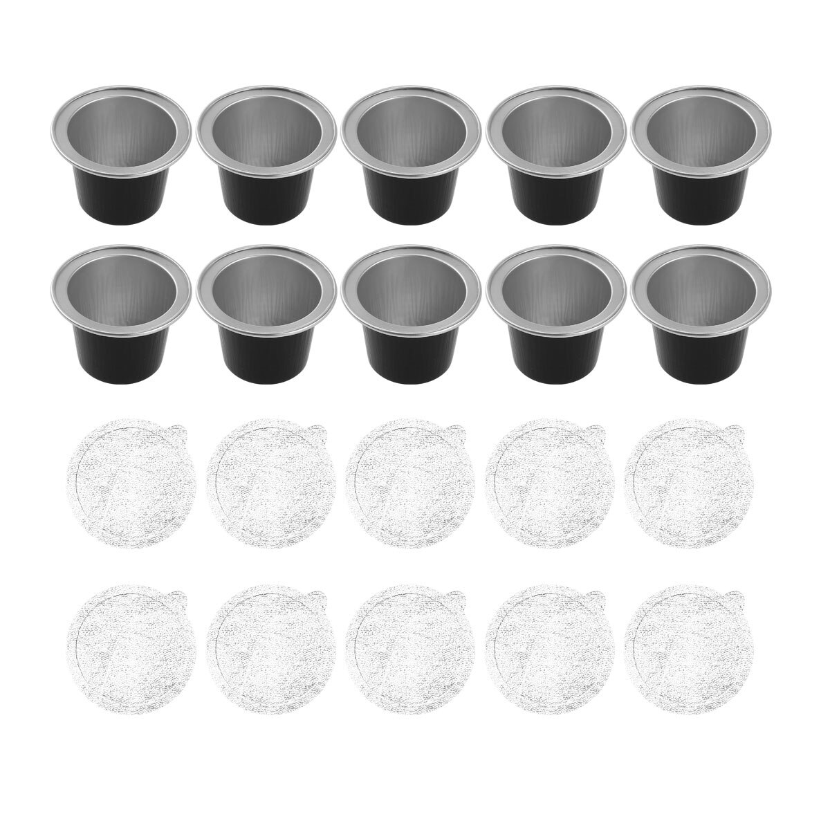 10Pc Wegwerp Aluminium Koffie Capsules Cups Met Folie Deksels Hervulbare Koffie Pods Voor Nespresso Vertuo Koffie Capsule Kopjes: Black