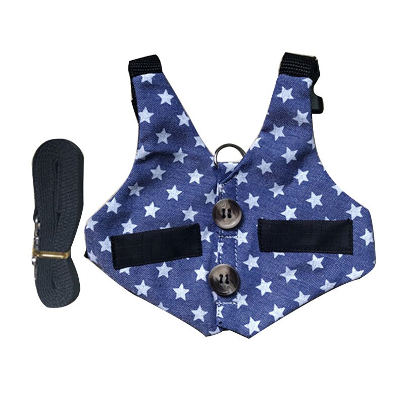 Rabbit Harness Pet Vest With Pulling Rope Small Rabbit Suit Rabbit Chest Strap Gentleman Vest Outdoor Walking Pet Harness: blue / M