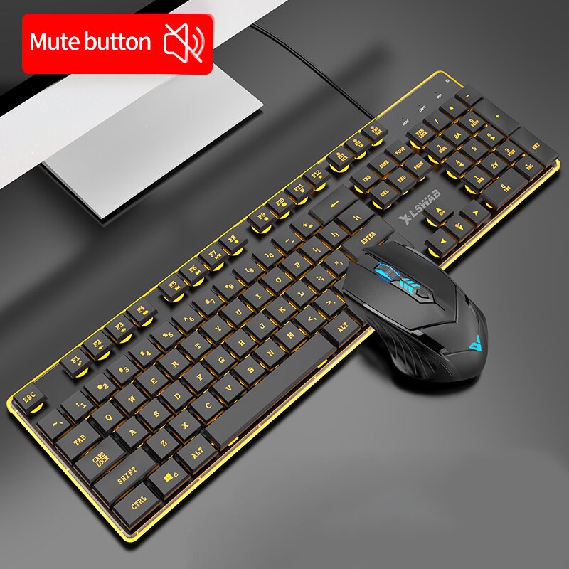 EWEADN Gaming keyboard Wired Gaming Mouse Kit 104 Keycaps With RGB Backlight keyboard Gamer Ergonomic Silent For Laptop