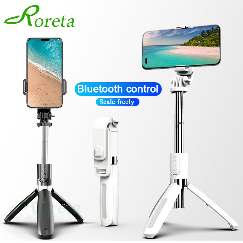 Roreta Draadloze Bluetooth Selfie Stick Opvouwbare Handheld Monopod 3 In 1 Universele Uitschuifbare Statief Met Afstandsbediening Sluiter Knop
