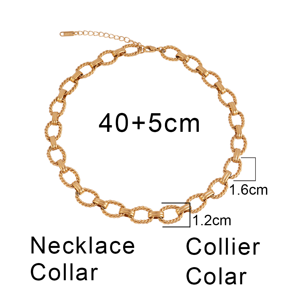 Goudkleurige Dikke Ketting Choker Ketting 316L Roestvrijstalen Halsketting Voor Dames Kettingen Mode Sieraden Feest: Licht Geel Kleur