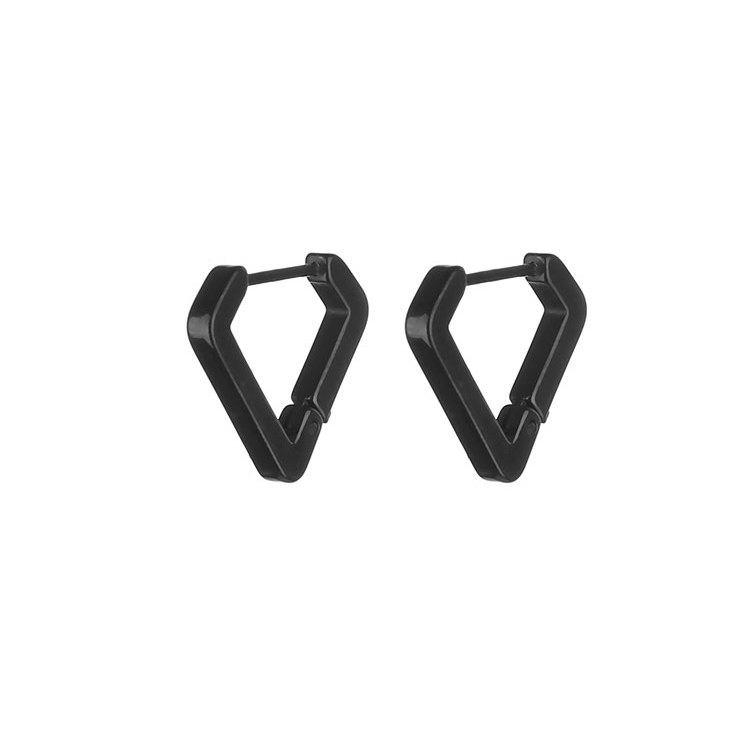 1 Pair Men's Stainless Steel Hoop Earrings, Viking Runes Black Earrings For Men/Women