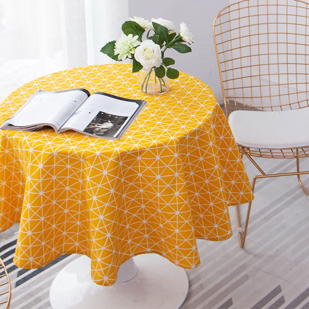 Nordic Style Round Tablecloth Simple Waterproof Restaurant Hotel Household Round Table Cloth Printing Plaid Geometric Animal: Type-B / 150 cm