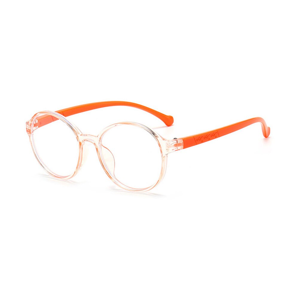 Round Anti Blue Light Kids Glasses Children Optical Frame Boy Girl Computer Transparent Eyeglasses UV400: TR orange orange
