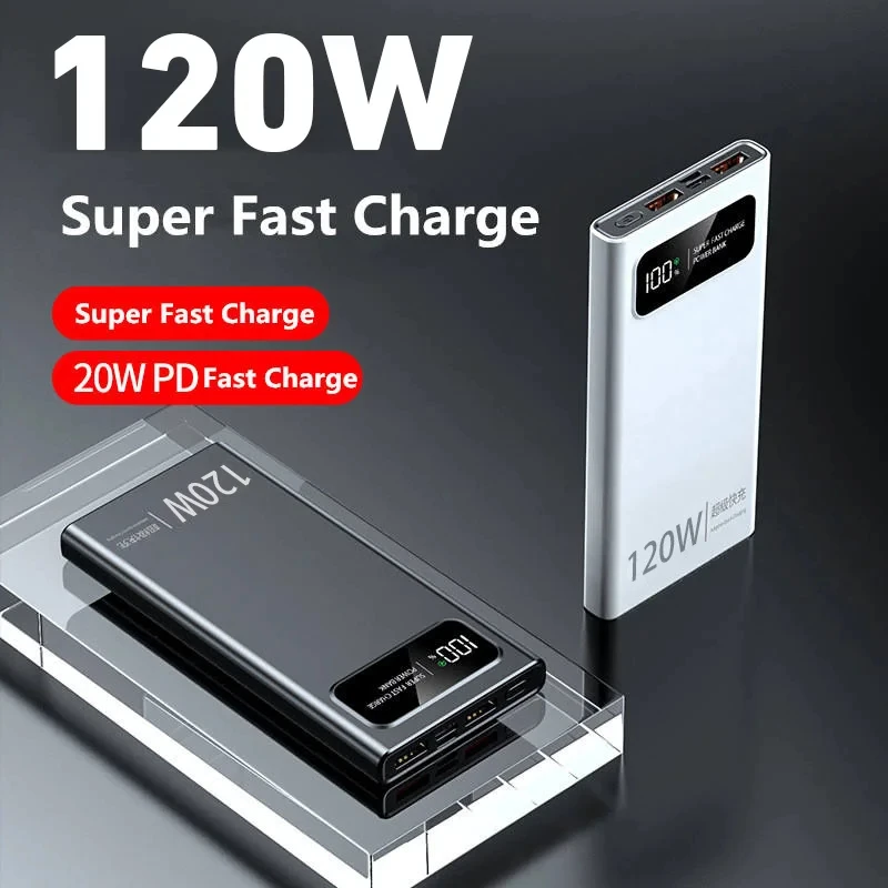Xiaomi 120W Super Fast Charging 200000mAh Power Bank Ultralarge Capacity Digital Display Power Bank For iPhone External Battery