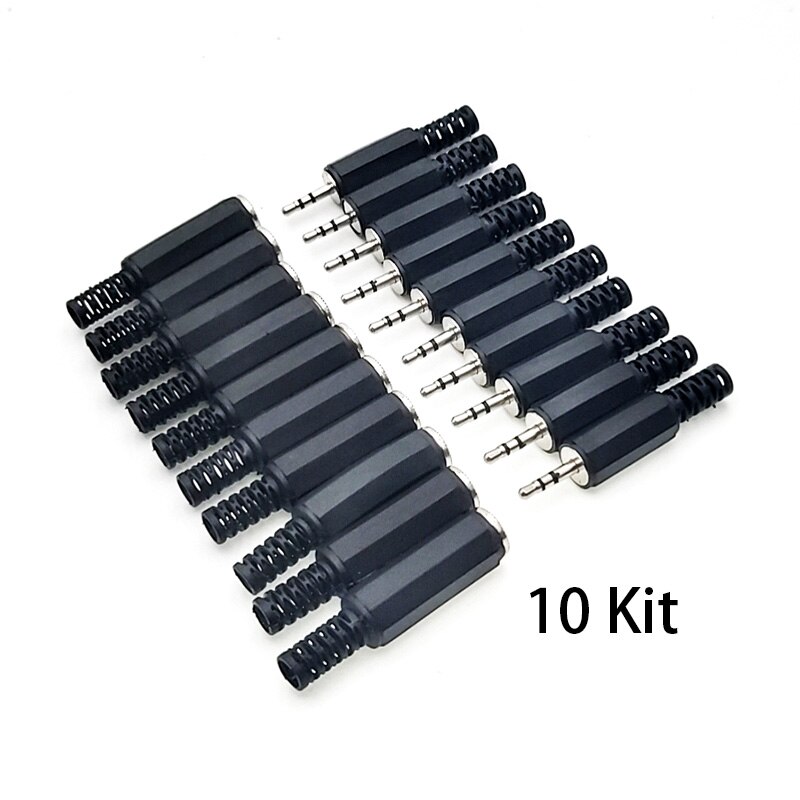 10 sæt 3.5mm han hovedtelefon lydstik hovedtelefon reparation hun jack stik enkelt dobbeltkanal/stereo stik hovedtelefonstik: Dobbelt -10 sæt