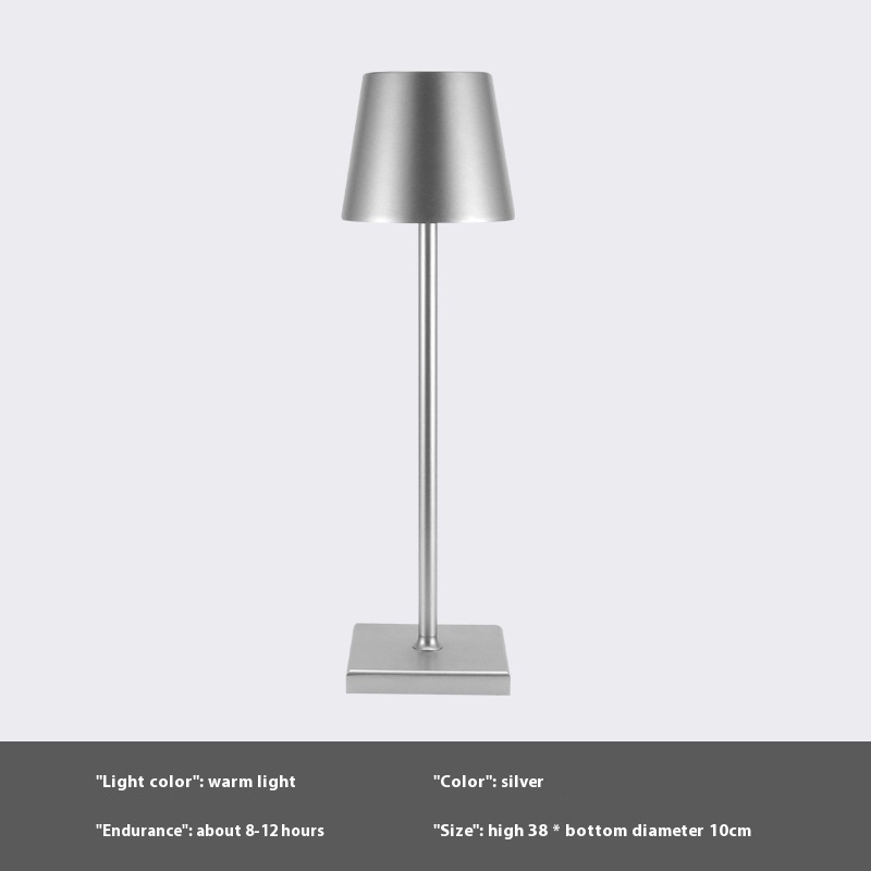 Poldina-Lampe de Table Sans Fil, Rechargeable par USB, Joli Tactile Étanche, pour Chambre à Coucher, Hôtel, Salon, Restaurant: GRIS