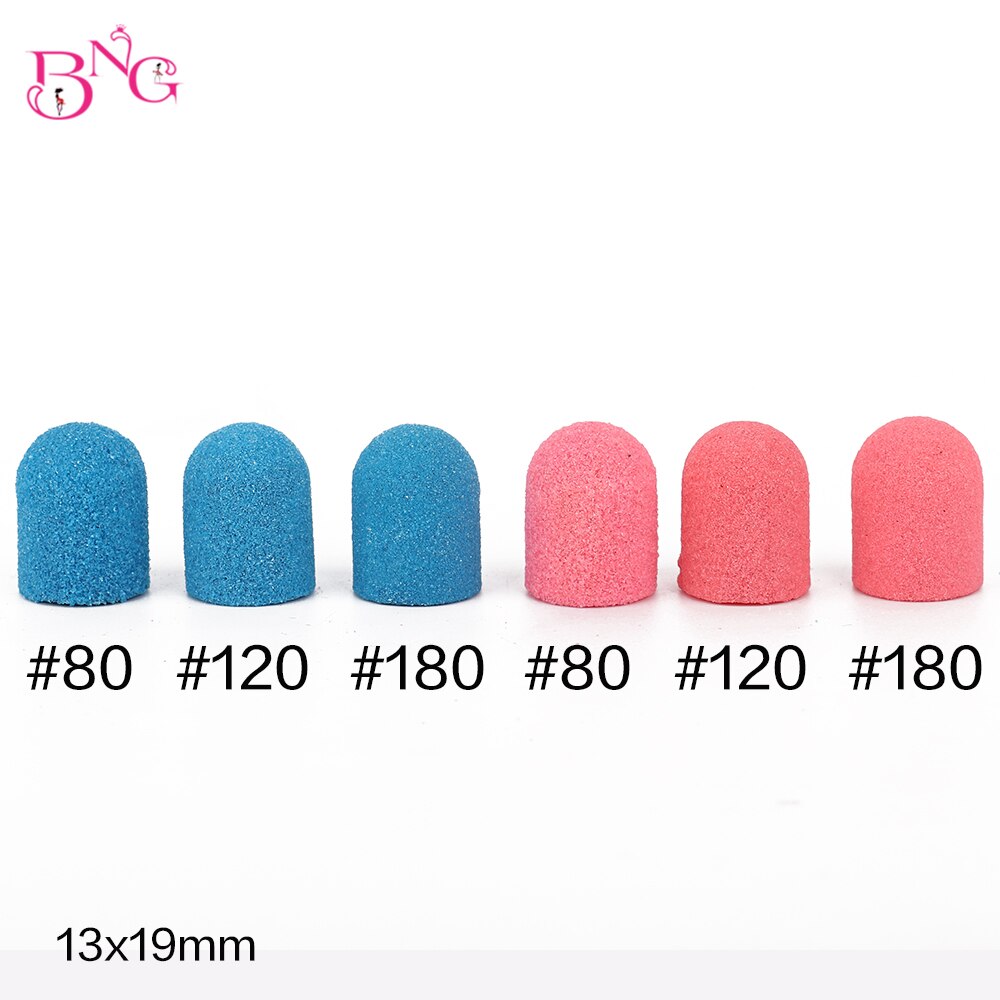 20 pièces 13*19mm bouchons de ponçage ongles perceuse bloc casquettes pédicure polissage sable ongles pied Art anneau d'outil pour perceuse à ongles électrique