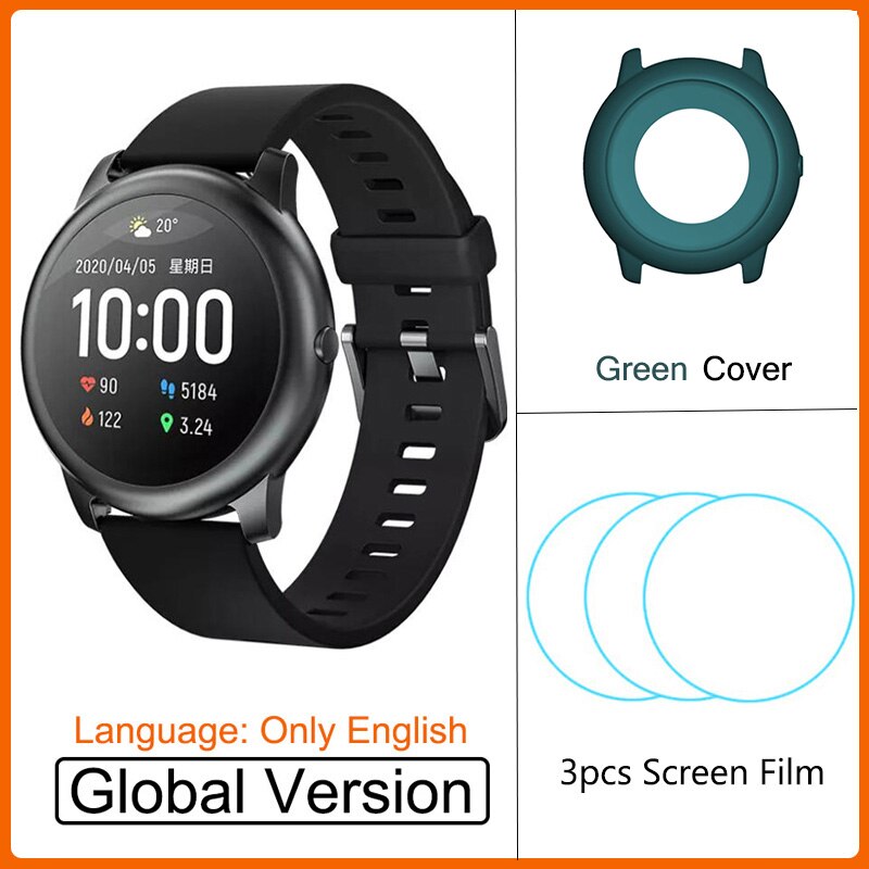 Xiaomi Haylou Solar Smart Watch IP68 Waterproof Heart Rate Sleep Monitor Pedometer Multiple Sport Watch For Android iOS: Add Green Case