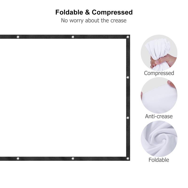 HOMEMAXS 120 Inch 16:9 Projector Screen Indoor Outdoor Portable Movie Projection Screen For Home Cinema