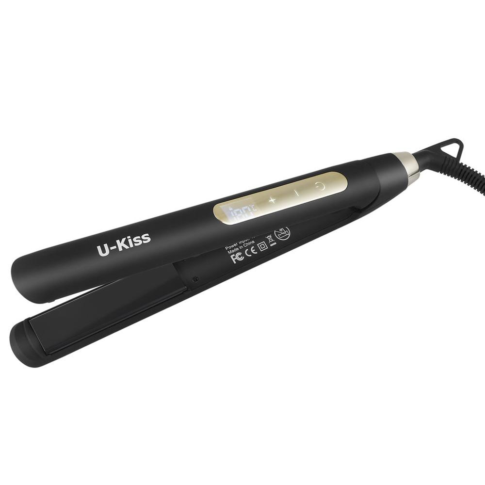 U-Kiss Ultra Thin Digital LCD Display Screen Titanium Plate Swivel Cable Traightening Curling Touch Screen Hair Straightener