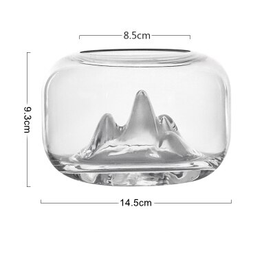 Gjennomsiktig glass fiskeskål snø fjell fisketanker skrivebord mikro landskap fiskekrukke akvarier kjæledyrsutstyr hjemmeinnredning: misligholde tittel
