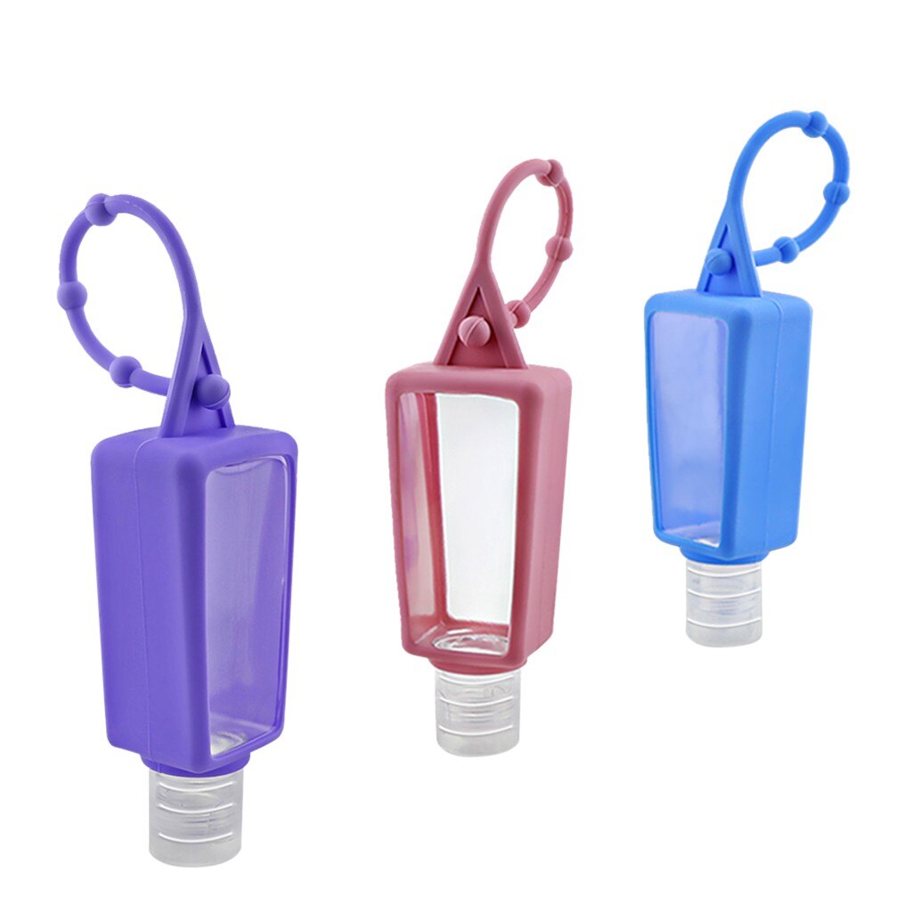 Desinfectante portátil para manos botella con cubierta De silicona 30ML con botella puede colgar al aire libre plegable Mini Liquide De Lavage Des Mains Set # T3