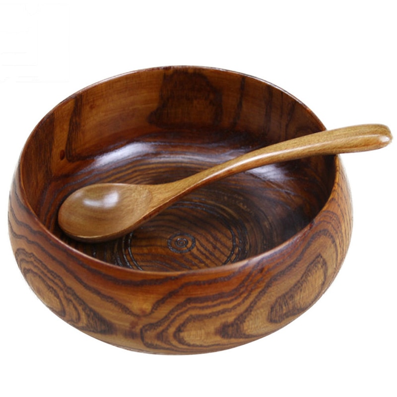 Tazón de madera de Acacia Natural, tazón de madera grande para ensaladas, tazón de madera para servir comida, recipiente de cocina de madera, vajilla grande para ensaladas