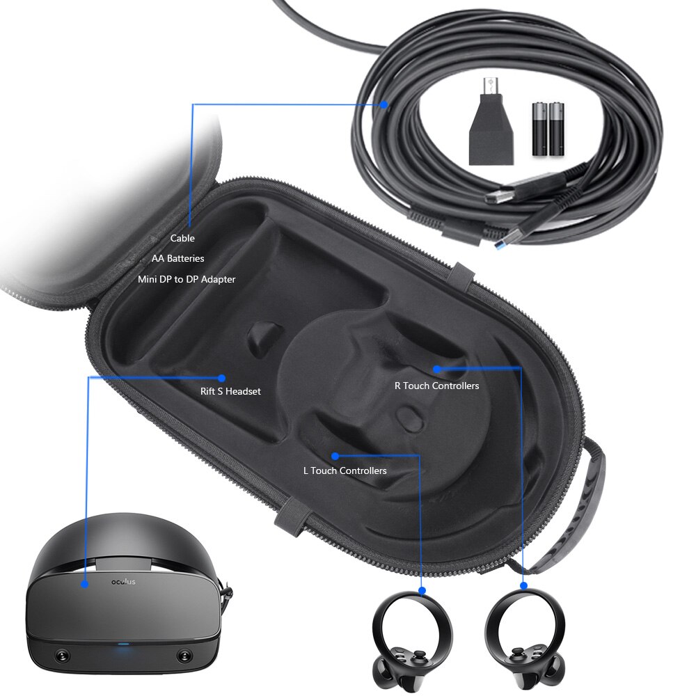 ¡Novedad de ! Funda rígida de viaje, funda protectora, bolsa, Estuche de transporte para auriculares para juegos de realidad virtual con alimentación de PC Oculus Rift S