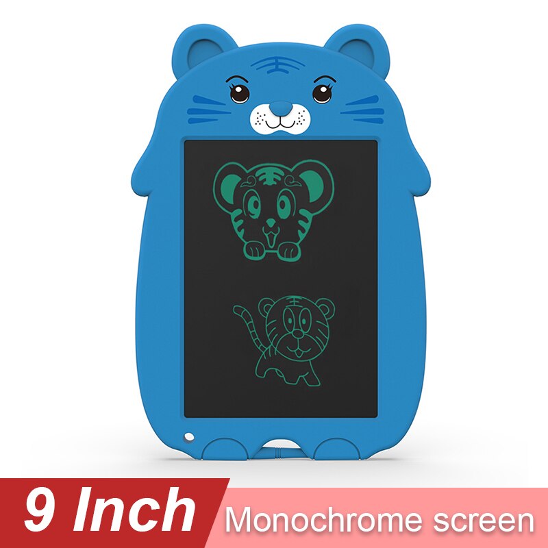 9- inch lcd writing tablet drawing toy, colorful cute cardboard shaped doodle drawing board pad, personalized for children: Blue tiger ds