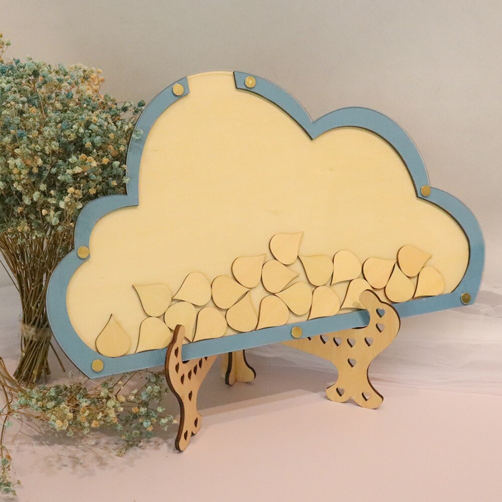 3D Wolken Einzigartige gästebuch Hochzeit Mit 100 stücke regentropfen Rustikalen Süße Gästebuch Hochzeit Wünsche Kasten holz Kasten